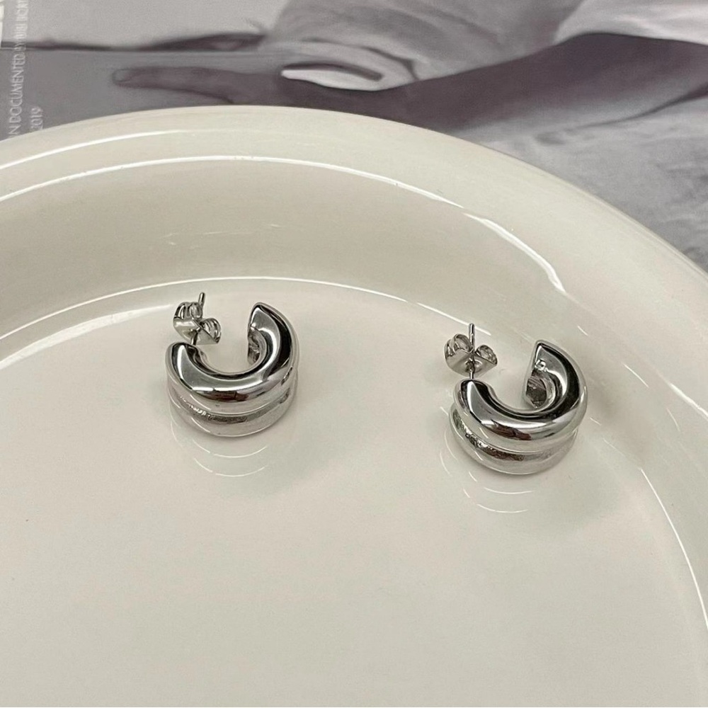 Silver Chunky Mini Hoop Earrings*Everyday Hoops*Waterproof Earrings*ML - Picture 5 of 7